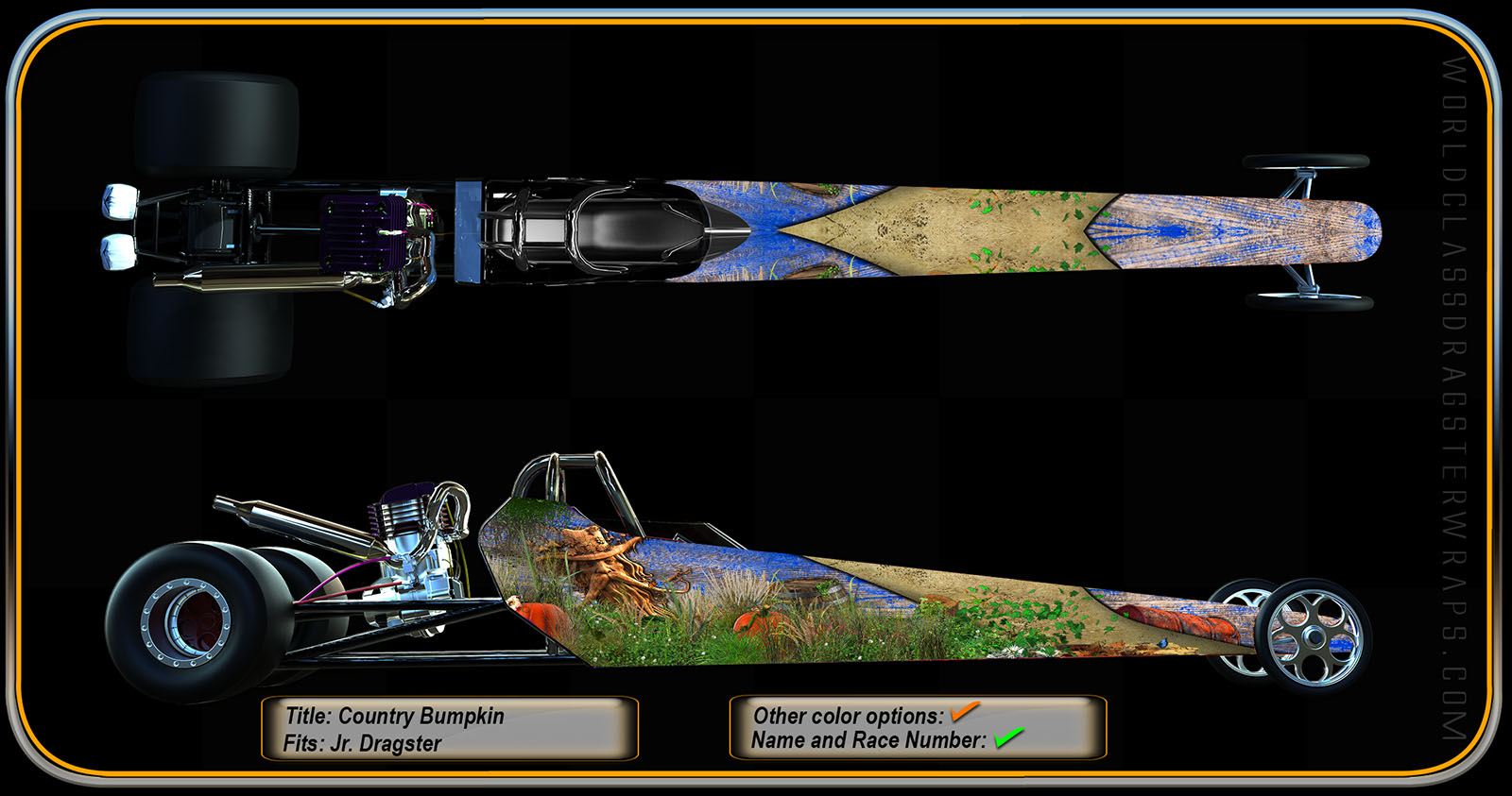 Country Bumpkin junior dragster wrap