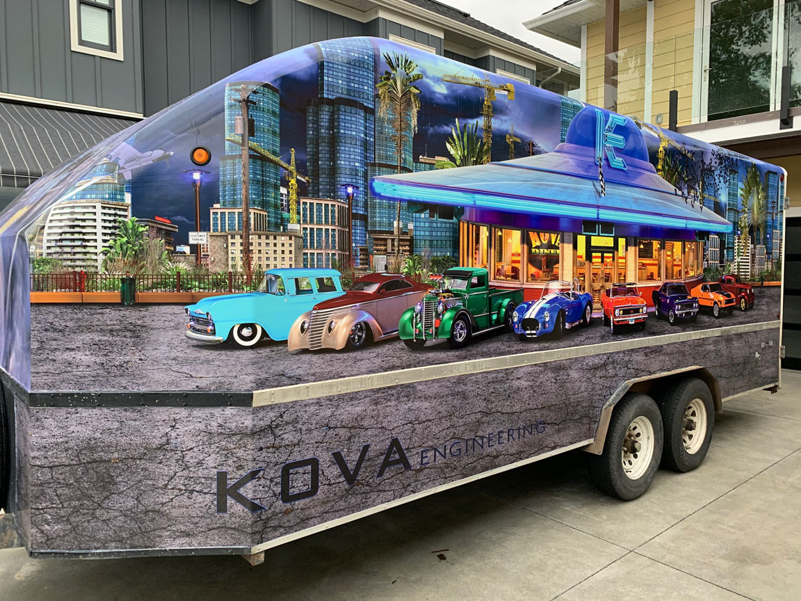 trailer full classic car mural